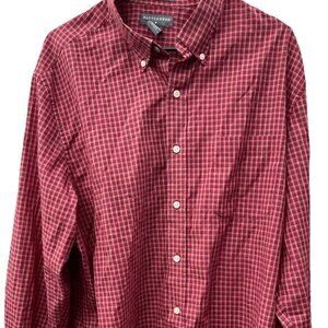 Saddlebred Shirt Mens Sz XL Red Plaid Wrinkle Free Stretch Long Sleeve Casual